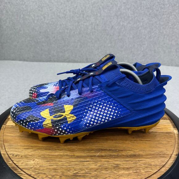 Under Armour Blur 2 MC Men\'s Size 12 Football Cleats USA Blue Gold 3027307-400